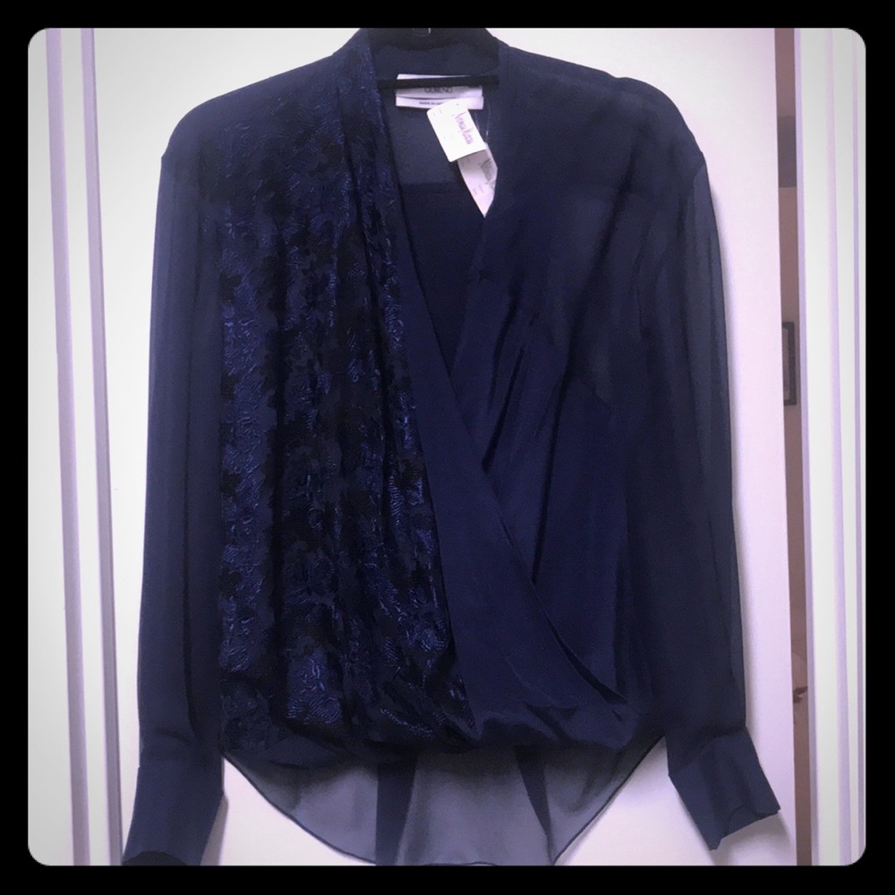 Gorgeous navy silk and lace Prabal Gurung blouse